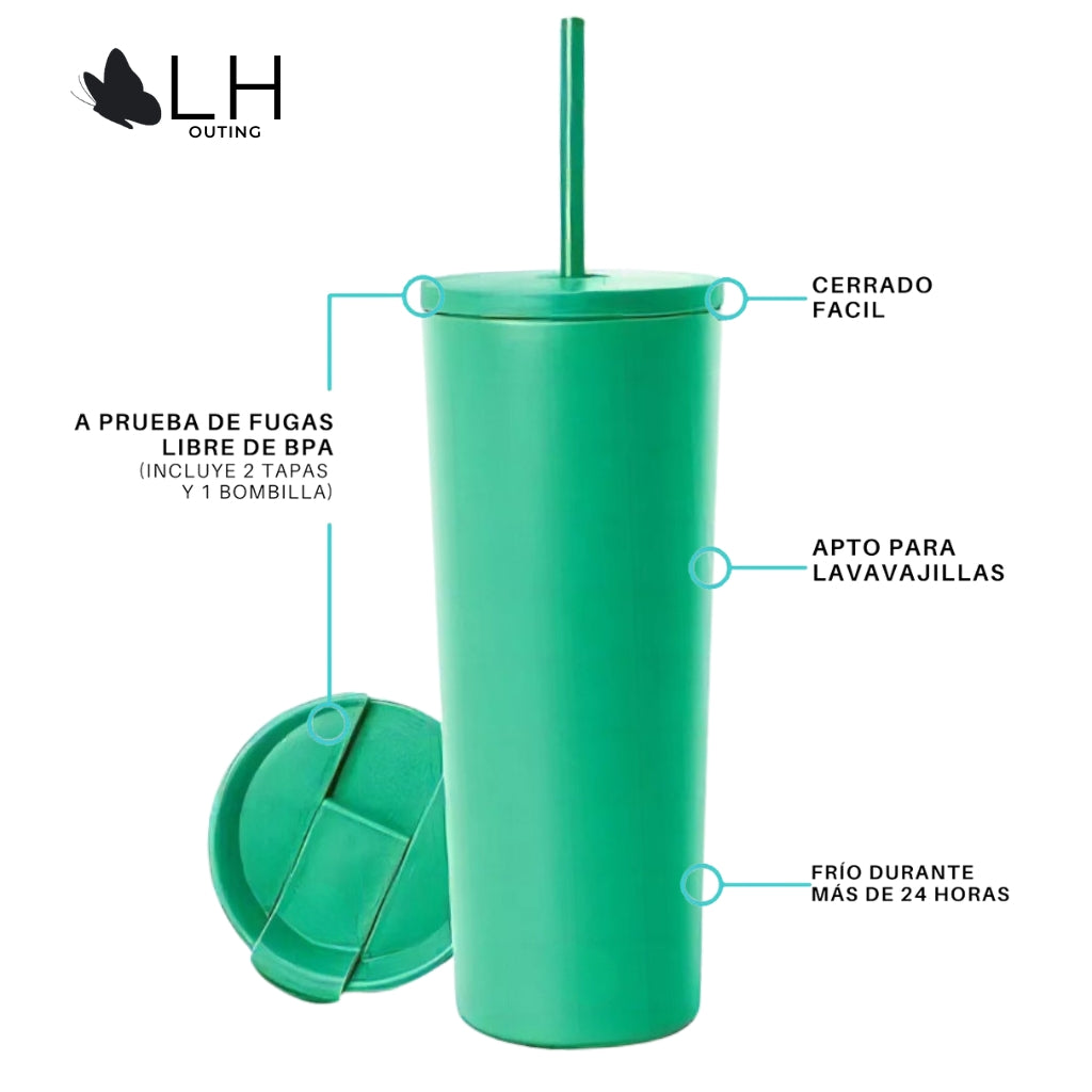 Vaso Térmico 700ml + 2 Tapas Verde Menta