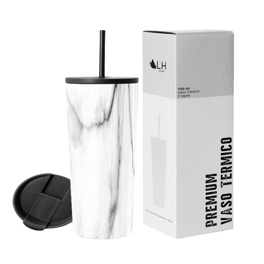 Vaso Térmico 700ml + 2 Tapas Marmoleado